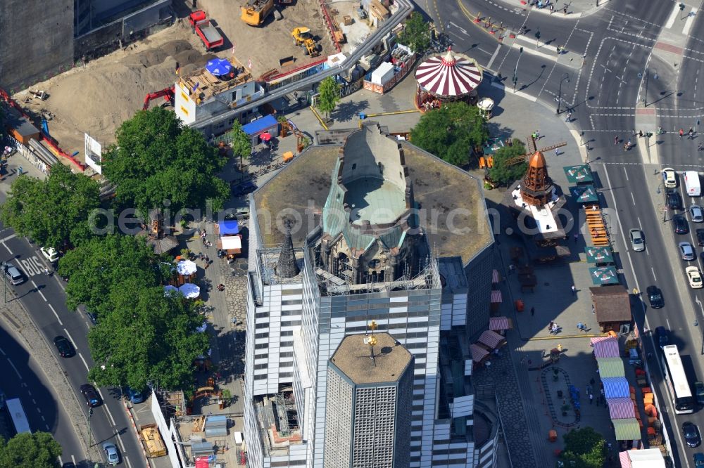 Berlin Charlottenburg from the bird's eye view: Kaiser Wilhelm Memorial Church in Berlin-Charlottenburg