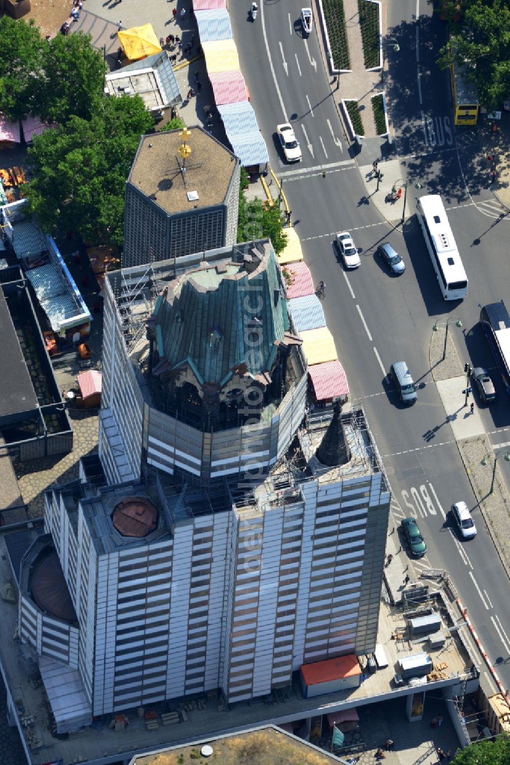 Berlin Charlottenburg from the bird's eye view: Kaiser Wilhelm Memorial Church in Berlin-Charlottenburg