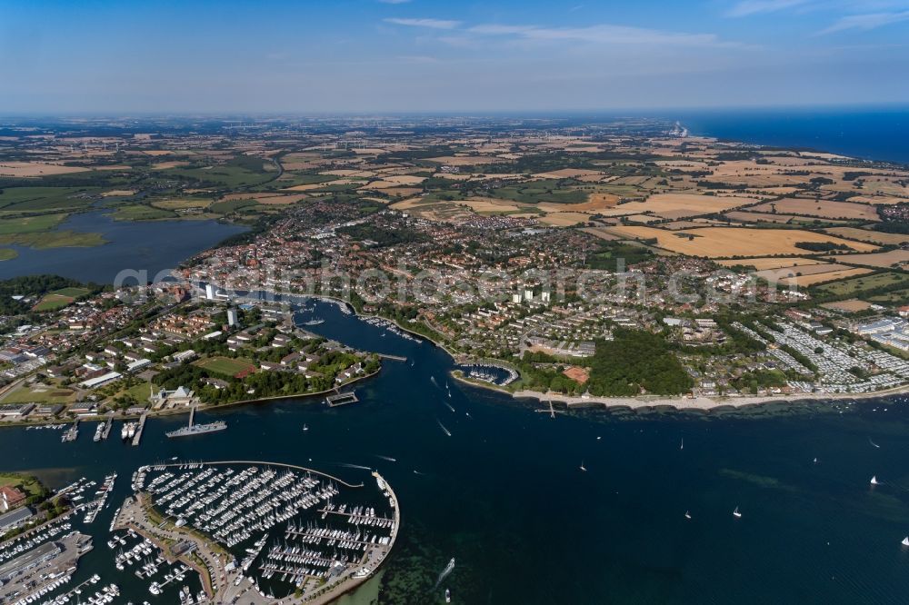 Aerial photograph Neustadt in Holstein - City area with outside districts and inner city area on coastline of baltic sea in Neustadt in Holstein in the state Schleswig-Holstein, Germany