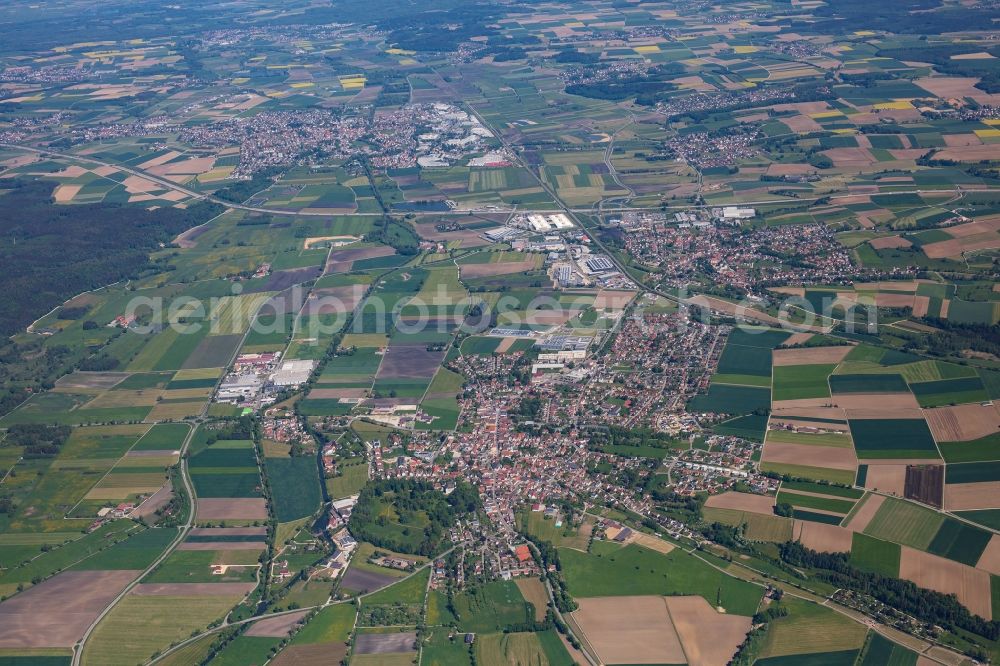 Aerial photograph Scheppach - City area with outside districts and inner city area in Scheppach in the state Bavaria, Germany