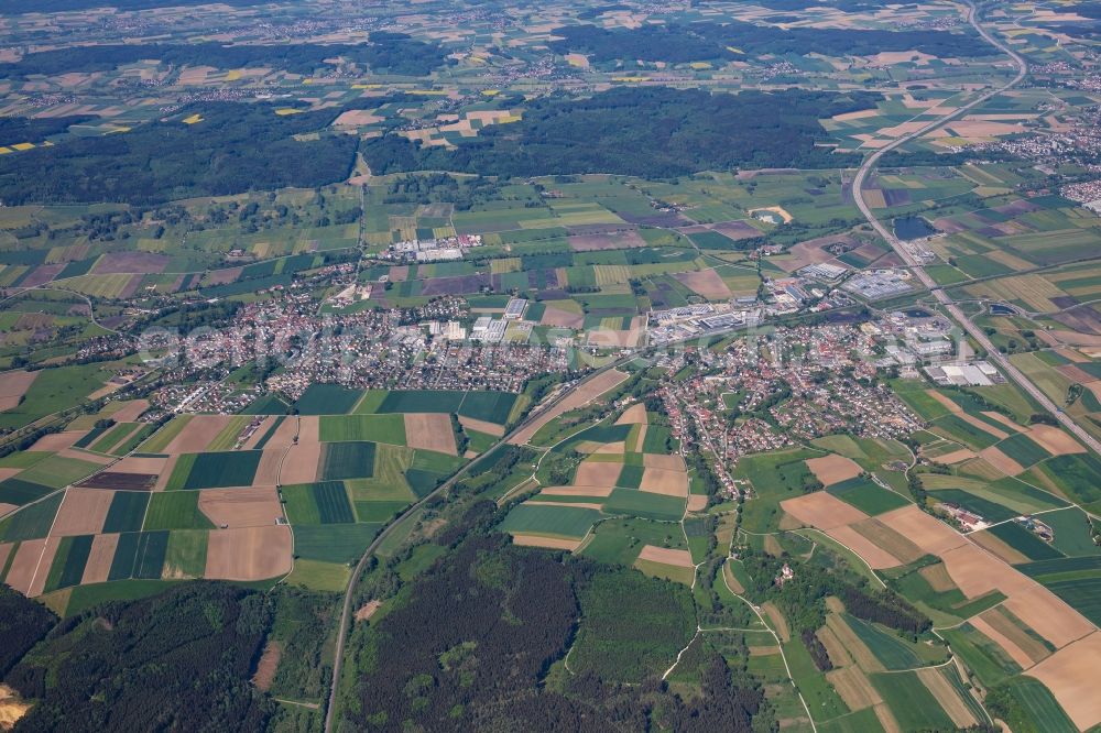 Scheppach from above - City area with outside districts and inner city area in Scheppach in the state Bavaria, Germany