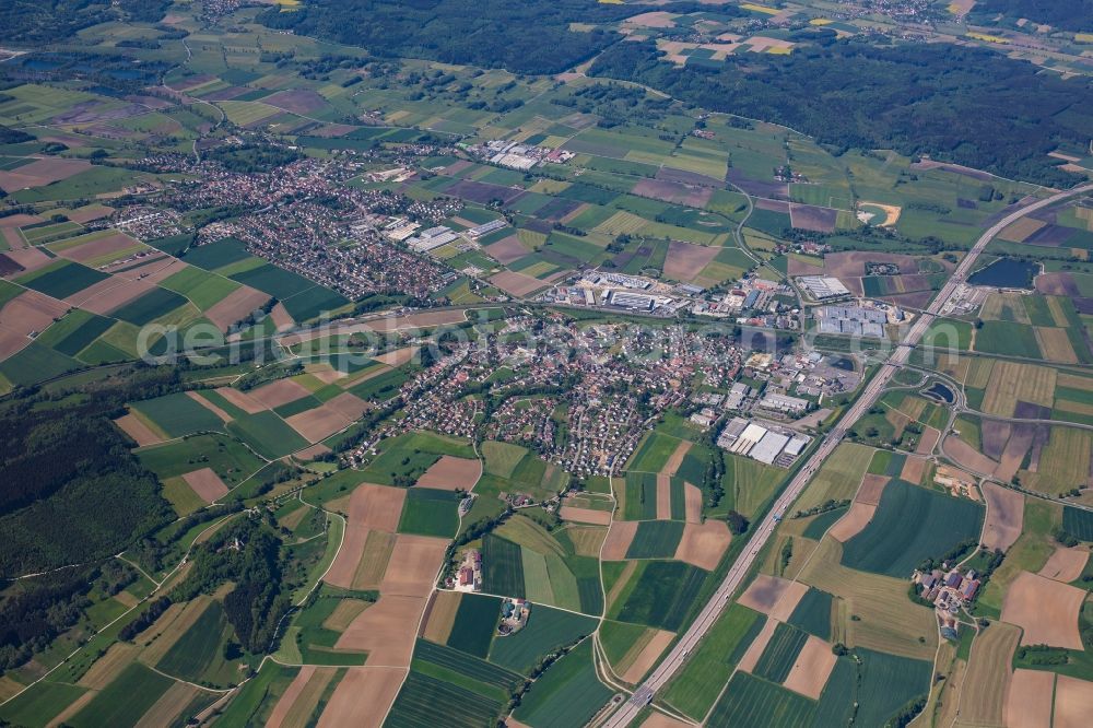 Scheppach from the bird's eye view: City area with outside districts and inner city area in Scheppach in the state Bavaria, Germany