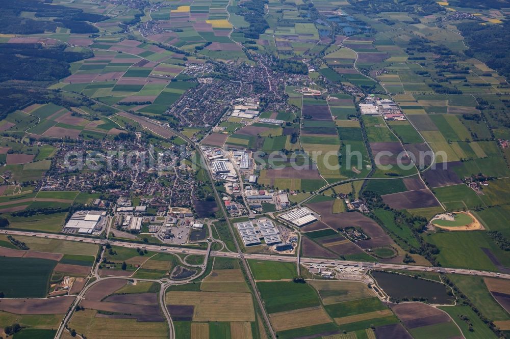 Aerial image Scheppach - City area with outside districts and inner city area in Scheppach in the state Bavaria, Germany