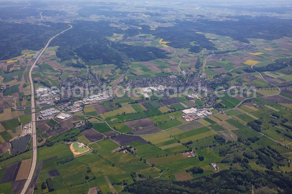 Aerial photograph Scheppach - City area with outside districts and inner city area in Scheppach in the state Bavaria, Germany