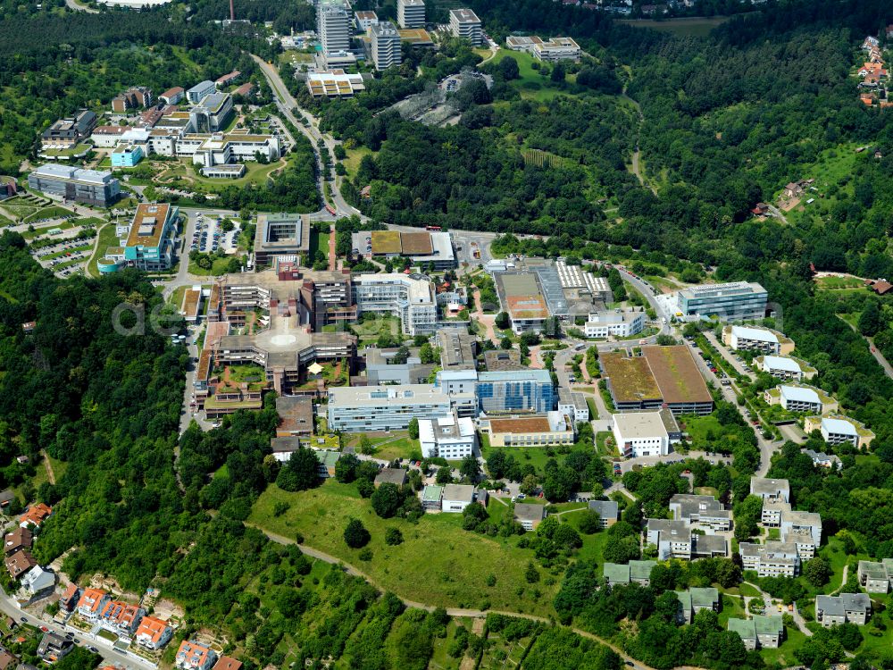 Tübingen from the bird's eye view: General overview of the hospital grounds of the Clinic Medizinische Universitaetsklinik on Schnarrenberg in Tuebingen in the state Baden-Wurttemberg, Germany