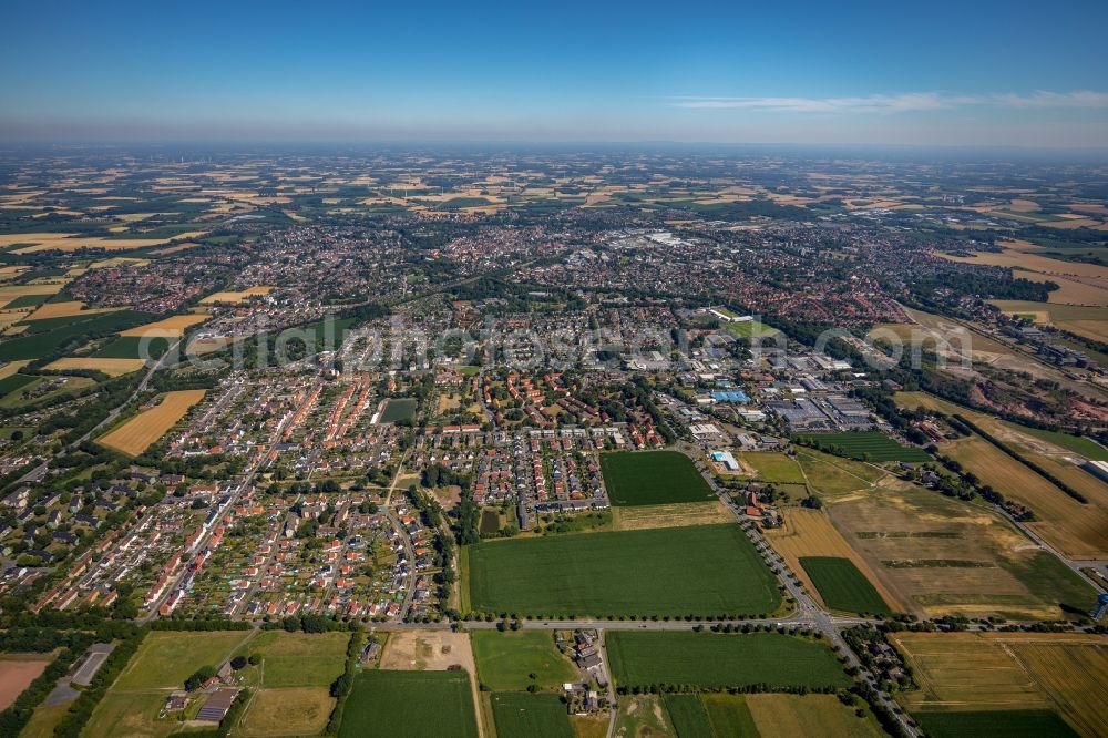 Aerial image Ahlen - City area with outside districts and inner city area in Ahlen in the state North Rhine-Westphalia, Germany