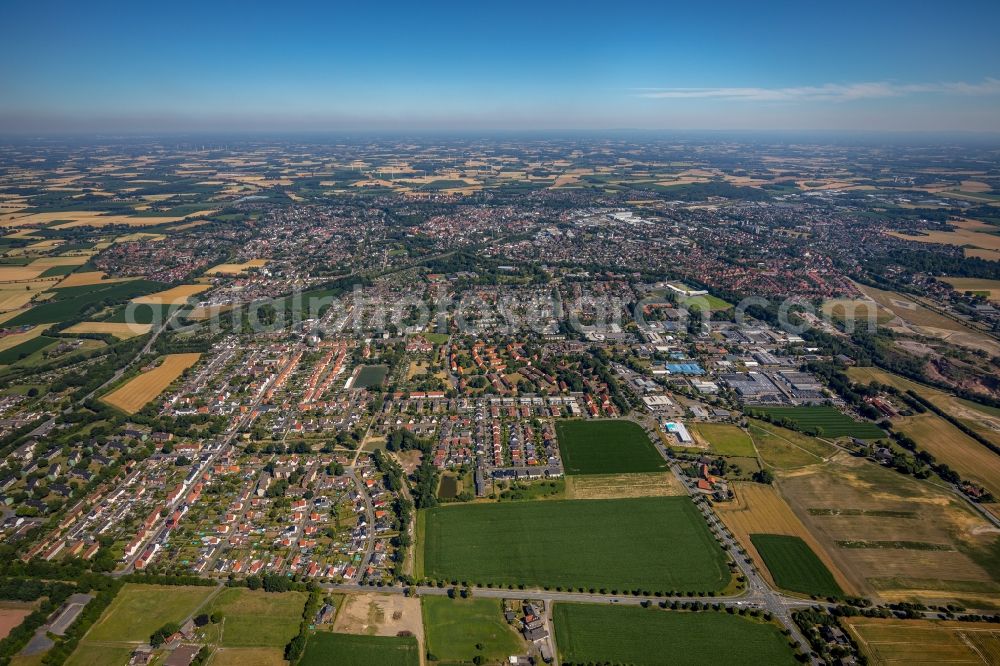 Aerial photograph Ahlen - City area with outside districts and inner city area in Ahlen in the state North Rhine-Westphalia, Germany