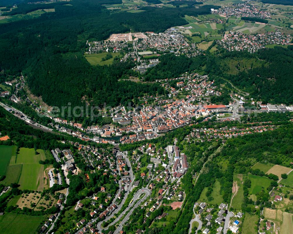 Alzenberg from the bird's eye view: City area with outside districts and inner city area in Alzenberg in the state Baden-Wuerttemberg, Germany