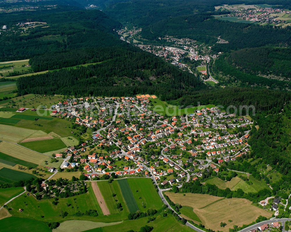 Aerial image Alzenberg - City area with outside districts and inner city area in Alzenberg in the state Baden-Wuerttemberg, Germany