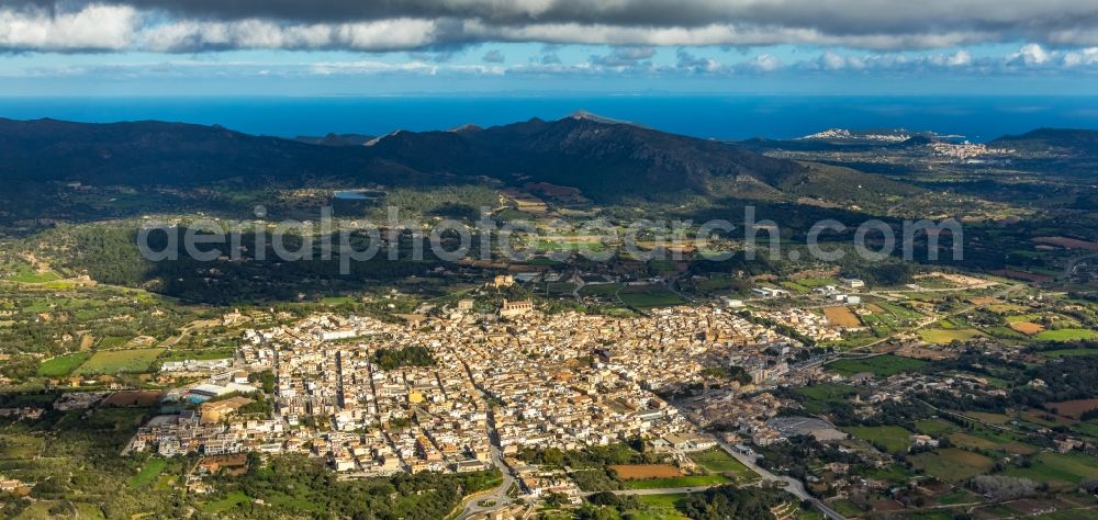 Arta from above - City area with outside districts and inner city area in Arta in Balearische Insel Mallorca, Spain