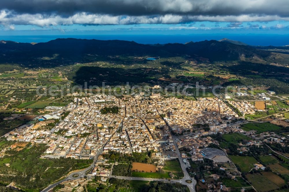 Aerial photograph Arta - City area with outside districts and inner city area in Arta in Balearische Insel Mallorca, Spain