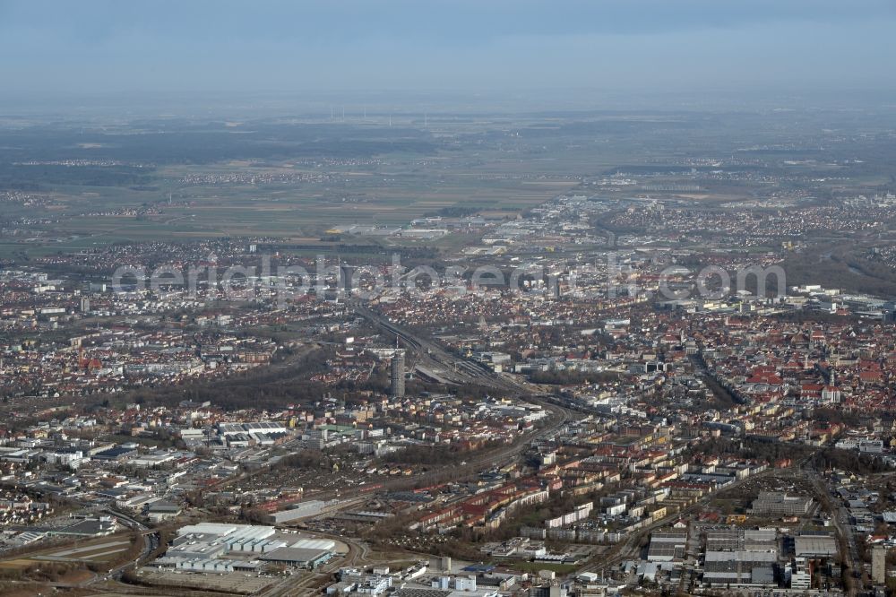 Aerial image Augsburg - City area with outside districts and inner city area in Augsburg in the state Bavaria, Germany