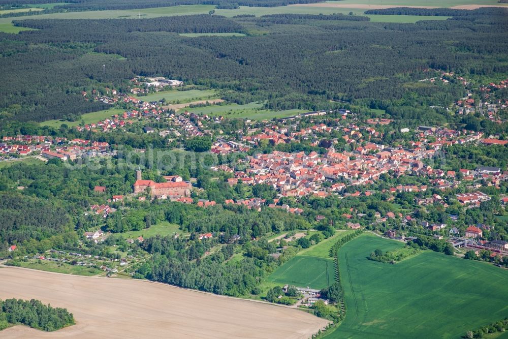 Aerial photograph Bad Belzig - City area with outside districts and inner city area in Bad Belzig in the state Brandenburg, Germany