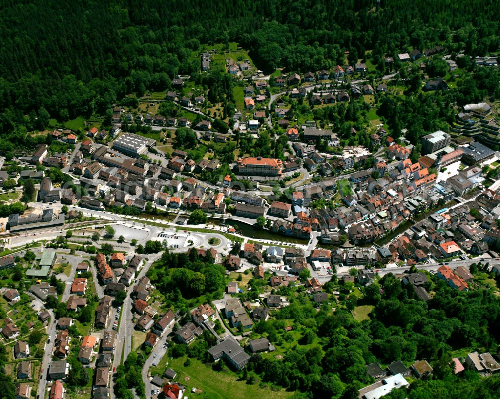 Aerial photograph Bad Wildbad - City area with outside districts and inner city area in Bad Wildbad in the state Baden-Wuerttemberg, Germany