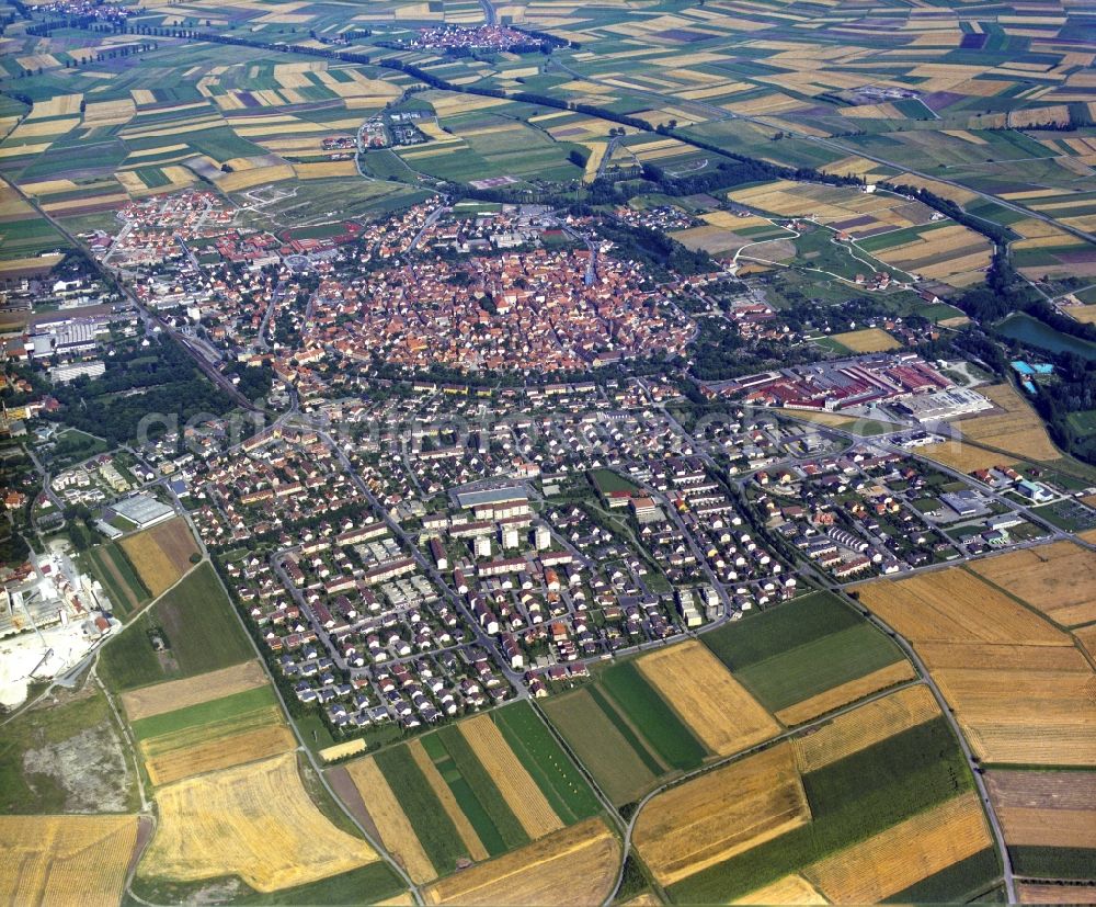 Bad Windsheim from above - City area with outside districts and inner city area in Bad Windsheim in the state Bavaria, Germany