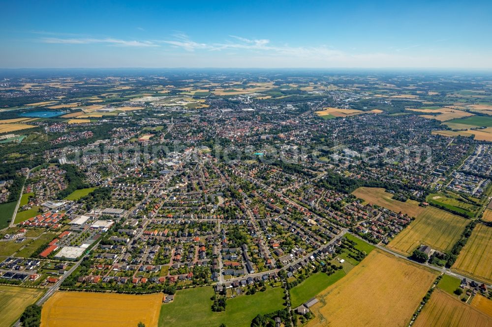 Aerial image Beckum - City area with outside districts and inner city area in Beckum in the state North Rhine-Westphalia, Germany