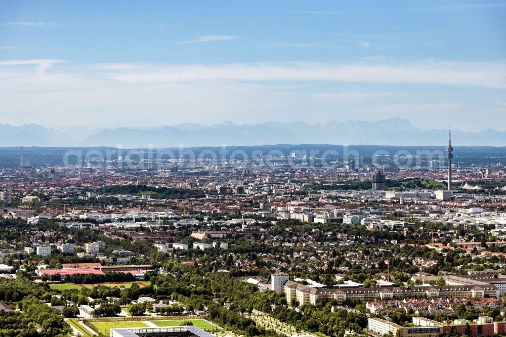 Aerial image München - City area with outside districts and inner city area in Munich in the state Bavaria, Germany