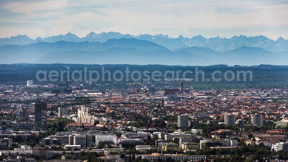 Aerial image München - City area with outside districts and inner city area in Munich in the state Bavaria, Germany