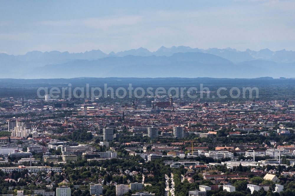 Aerial image München - City area with outside districts and inner city area in Munich in the state Bavaria, Germany