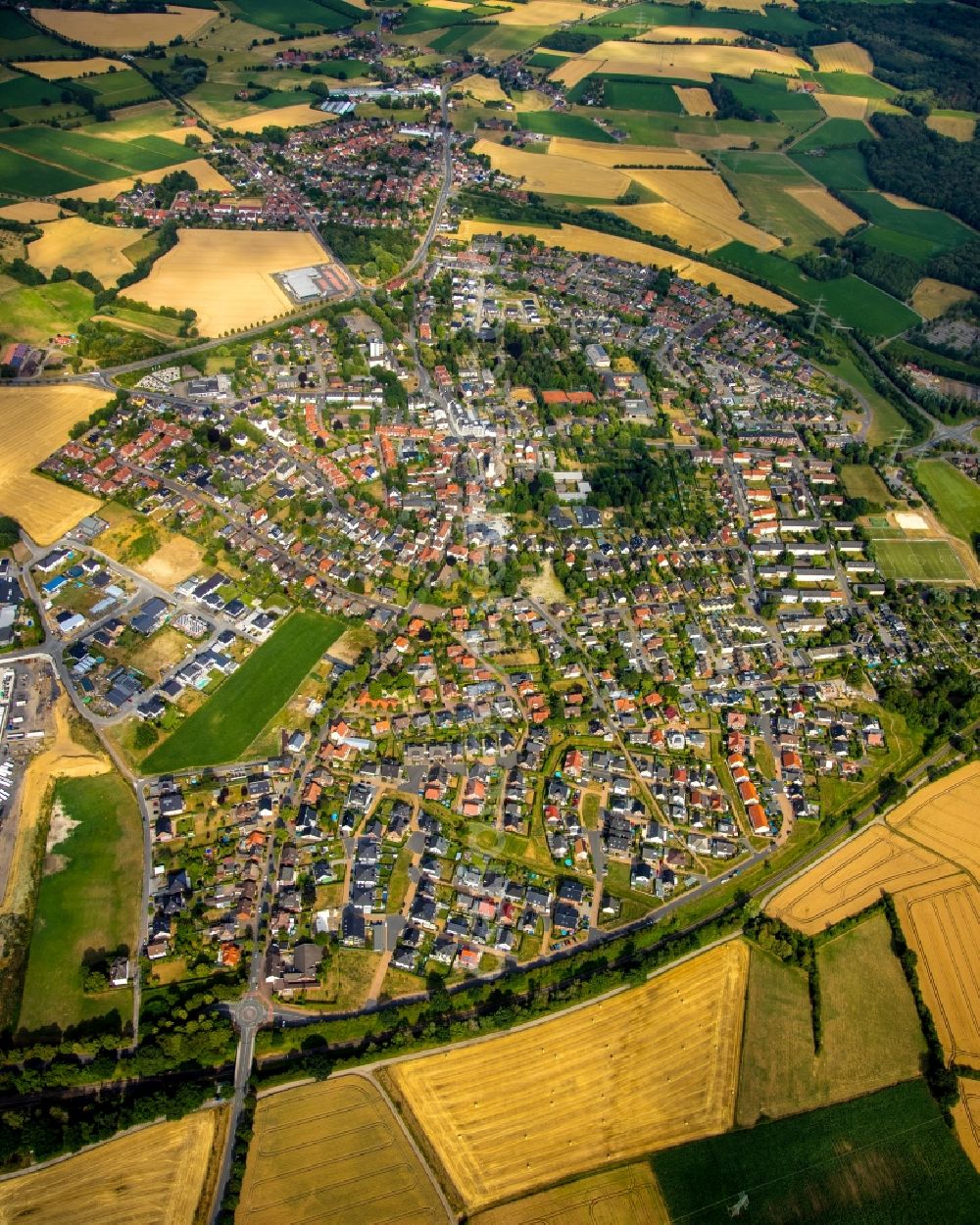 Bork from above - City area with outside districts and inner city area in Bork in the state North Rhine-Westphalia, Germany