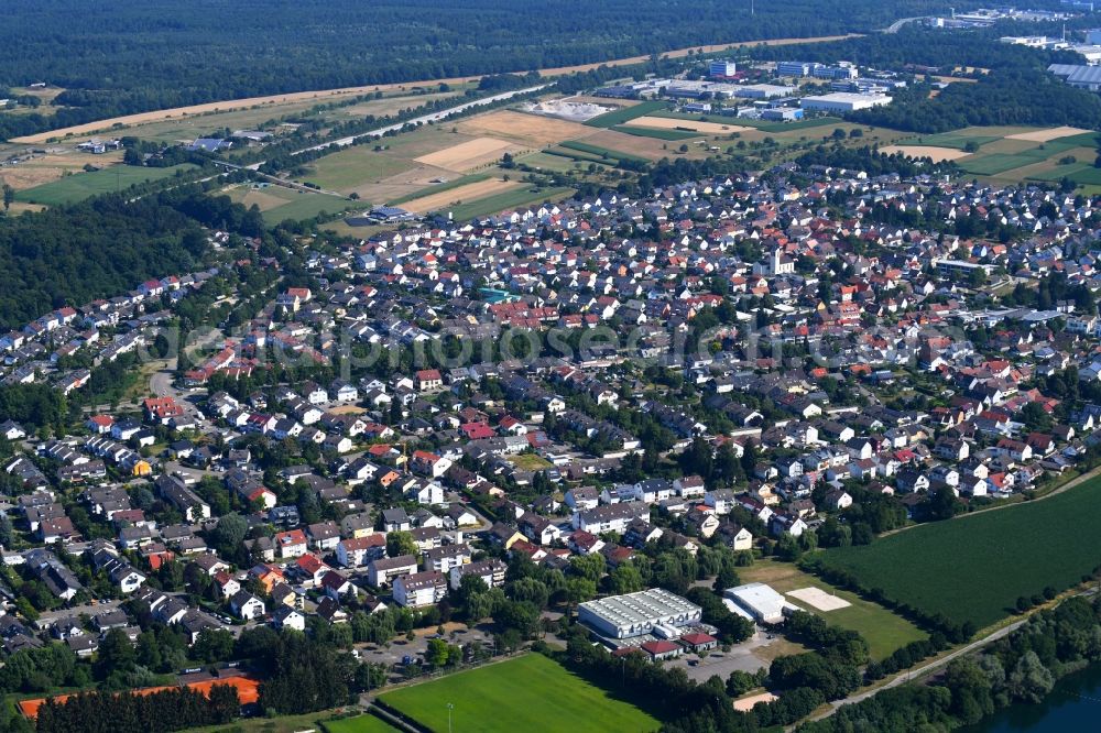 Aerial photograph Bruchhausen - City area with outside districts and inner city area in Bruchhausen in the state Baden-Wurttemberg, Germany