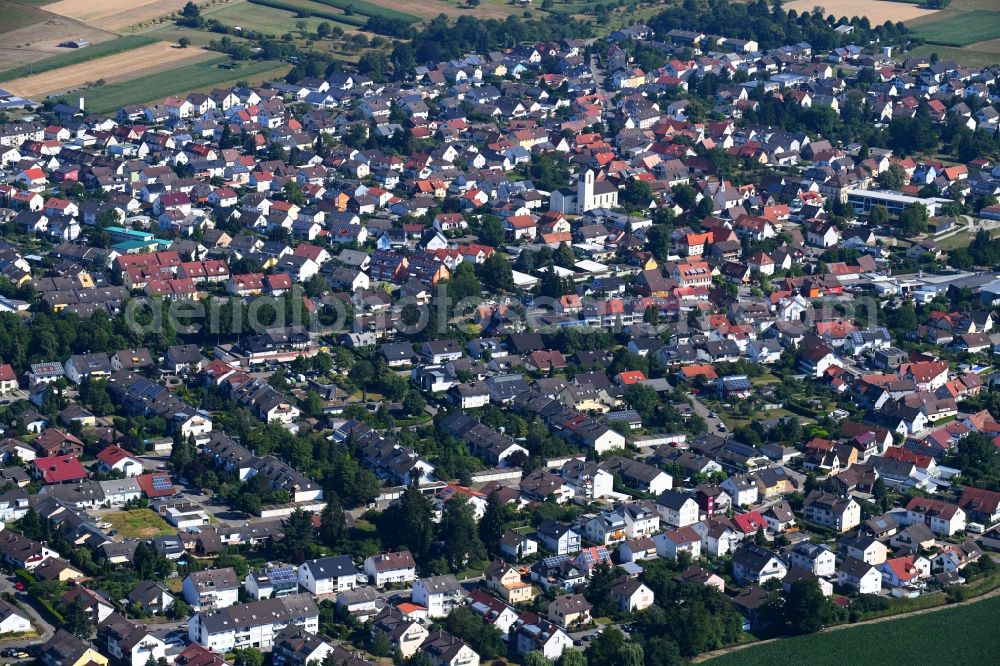 Bruchhausen from above - City area with outside districts and inner city area in Bruchhausen in the state Baden-Wurttemberg, Germany