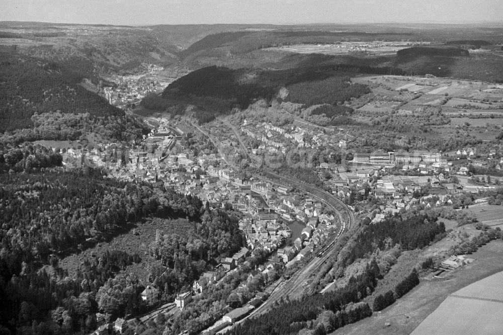 Calw from the bird's eye view: City area with outside districts and inner city area in Calw in the state Baden-Wuerttemberg, Germany