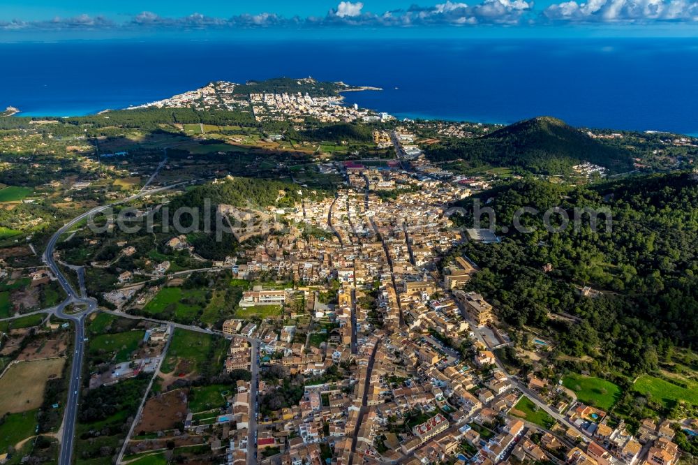 Aerial photograph Capdepera - City area with outside districts and inner city area in Capdepera in Balearische Insel Mallorca, Spain