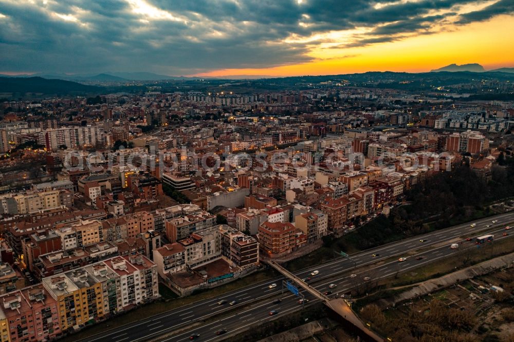 Cerdanyola del Valles from above - City area with outside districts and inner city area in Cerdanyola del Valles in Catalunya - Katalonien, Spain