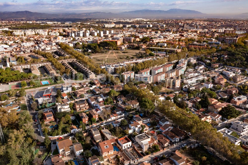 Cerdanyola del Valles from the bird's eye view: City area with outside districts and inner city area in Cerdanyola del Valles in Catalunya - Katalonien, Spain