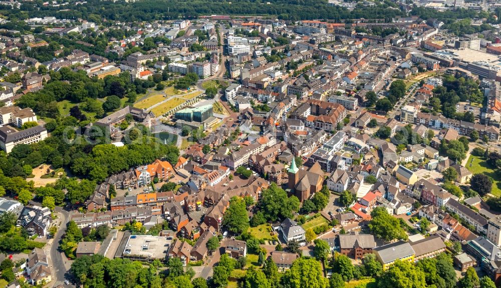 Dinslaken from above - City area with outside districts and inner city area in Dinslaken in the state North Rhine-Westphalia, Germany