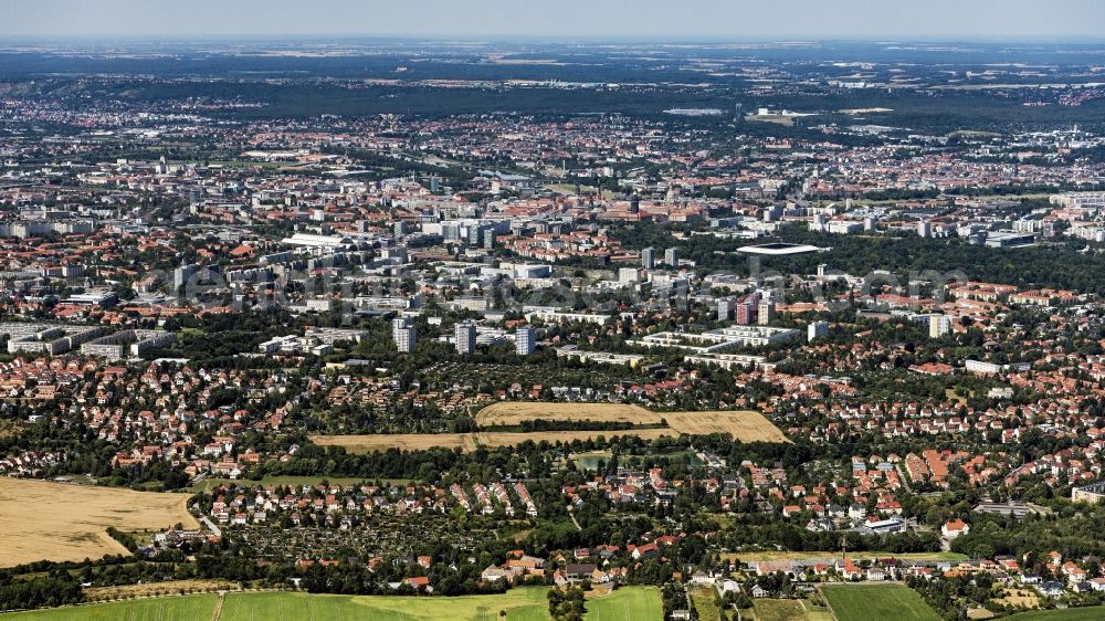 Aerial photograph Dresden - City area with outside districts and inner city area in Dresden in the state Saxony, Germany