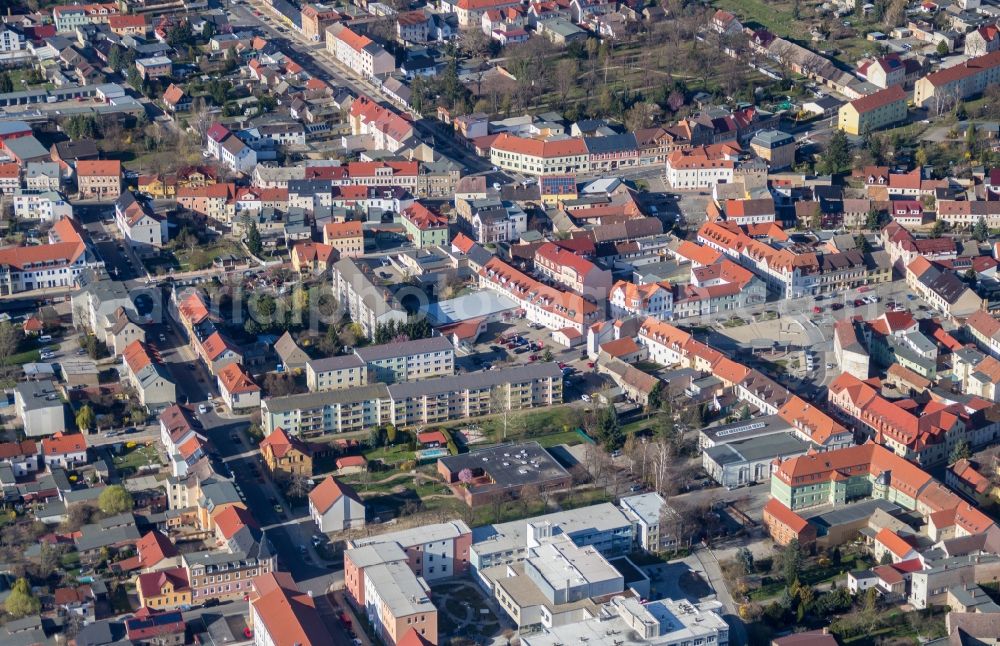 Aerial photograph Elsterwerda - City area with outside districts and inner city area in Elsterwerda in the state Brandenburg, Germany