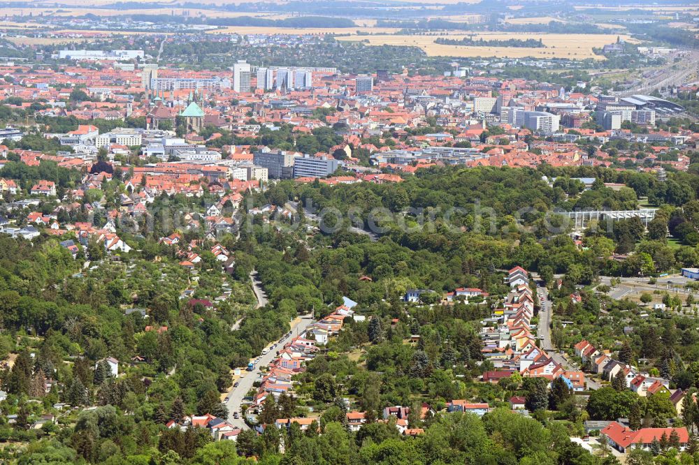 Erfurt from the bird's eye view: City area with outside districts and inner city area in Erfurt in the state Thuringia, Germany