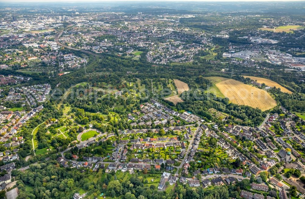 Essen from the bird's eye view: City area with outside districts and inner city area in Essen in the state North Rhine-Westphalia, Germany