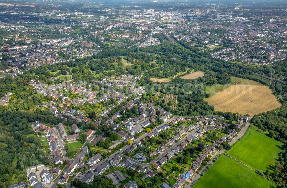 Aerial photograph Essen - City area with outside districts and inner city area in Essen in the state North Rhine-Westphalia, Germany