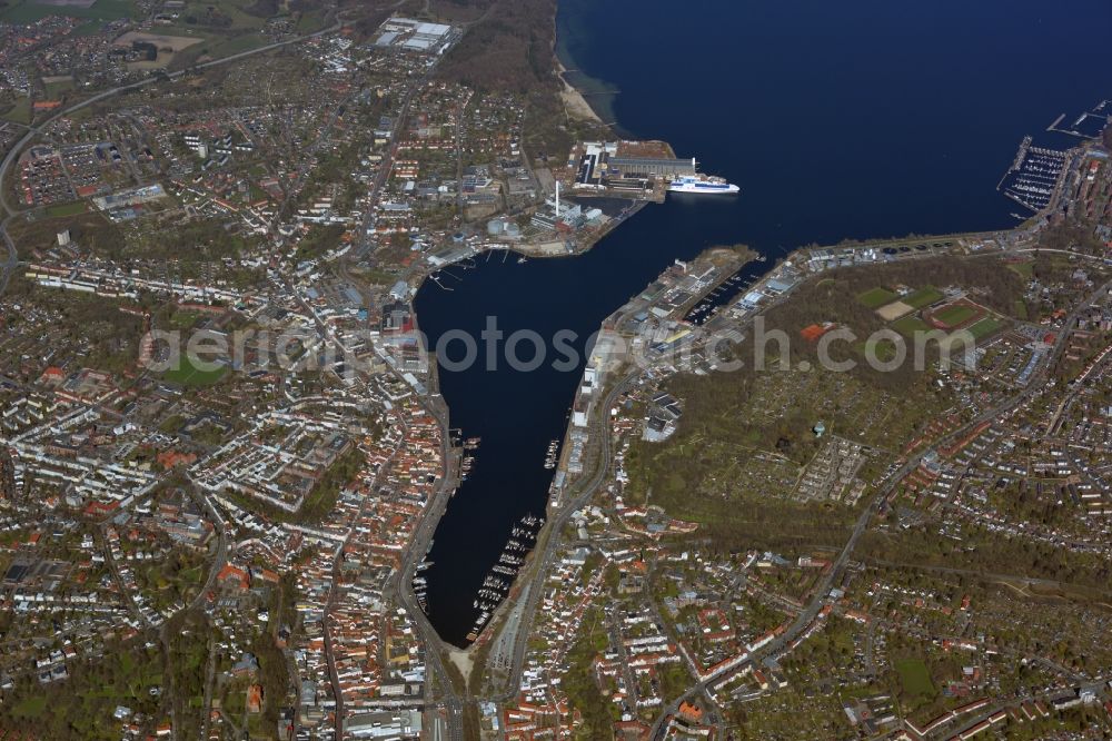 Aerial image Flensburg - City area with outside districts and inner city area in Flensburg in the state Schleswig-Holstein, Germany