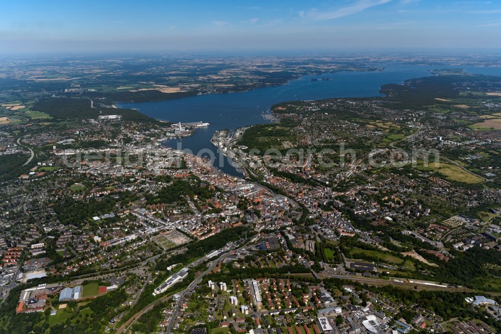 Aerial photograph Flensburg - City area with outside districts and inner city area in Flensburg in the state Schleswig-Holstein, Germany