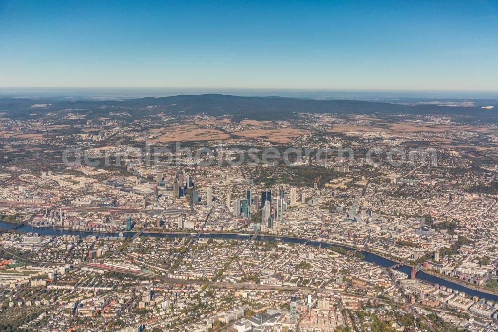 Aerial photograph Frankfurt am Main - City area with outside districts and inner city area in Frankfurt in the state Hesse, Germany