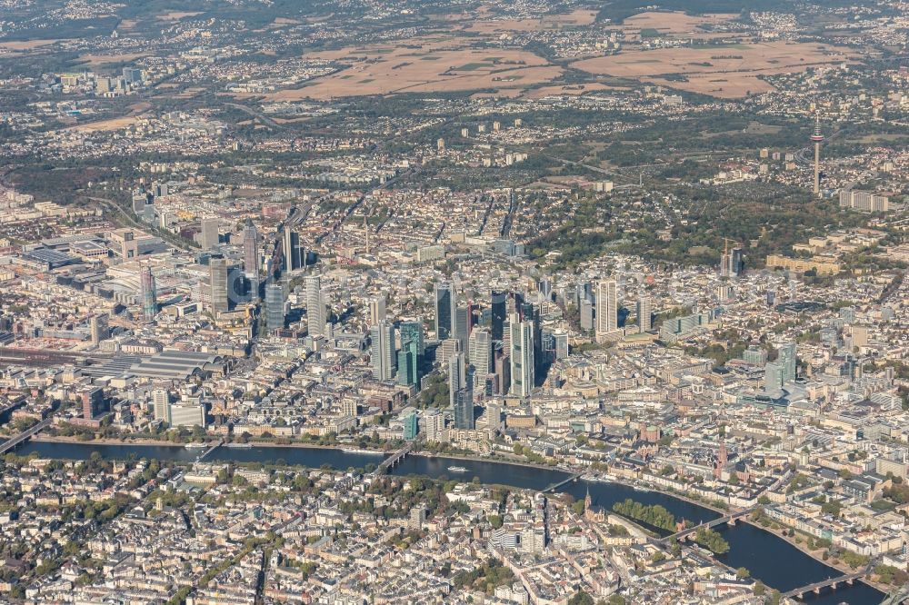 Frankfurt am Main from the bird's eye view: City area with outside districts and inner city area in Frankfurt in the state Hesse, Germany