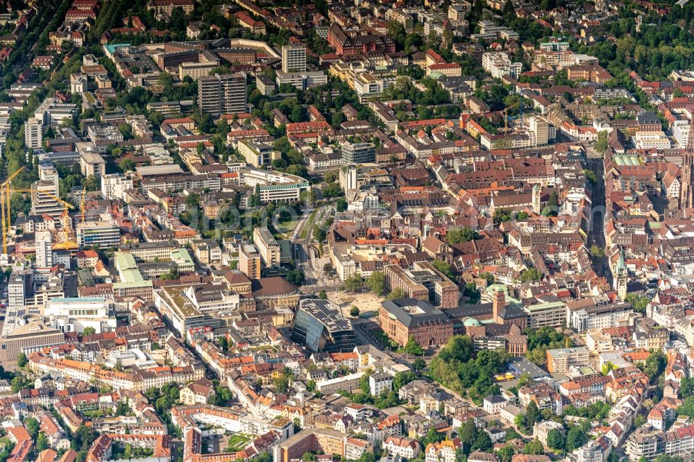 Aerial image Freiburg im Breisgau - City area with outside districts and inner city area in Freiburg im Breisgau in the state Baden-Wurttemberg, Germany