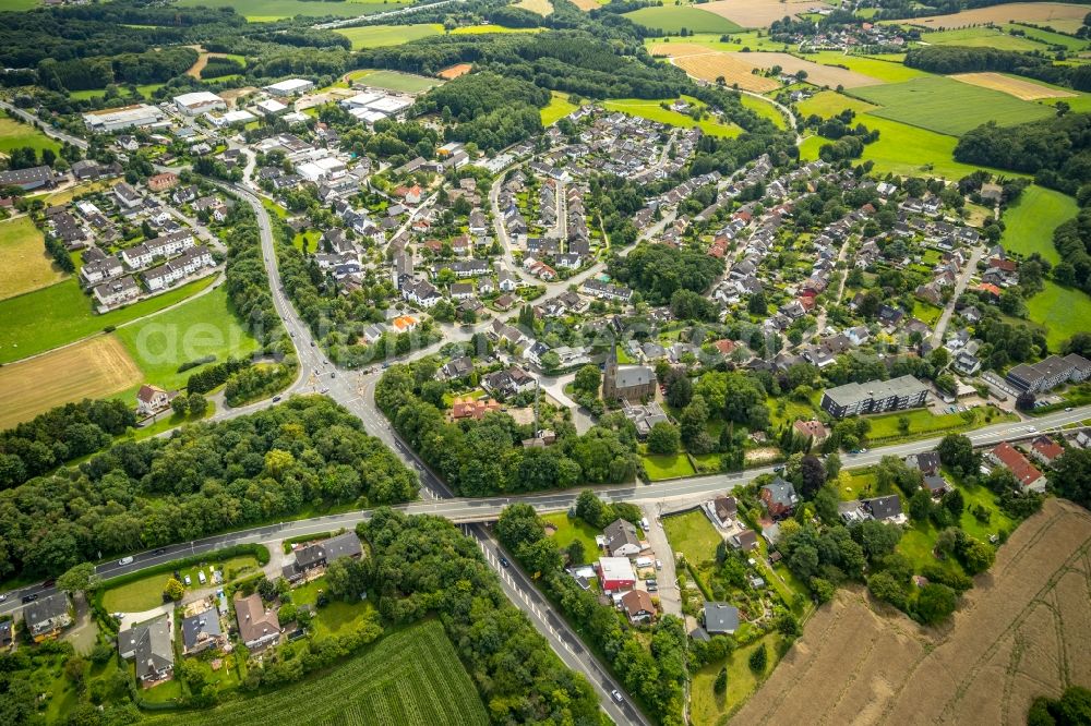 Gevelsberg from the bird's eye view: City area with outside districts and inner city area in Gevelsberg in the state North Rhine-Westphalia, Germany