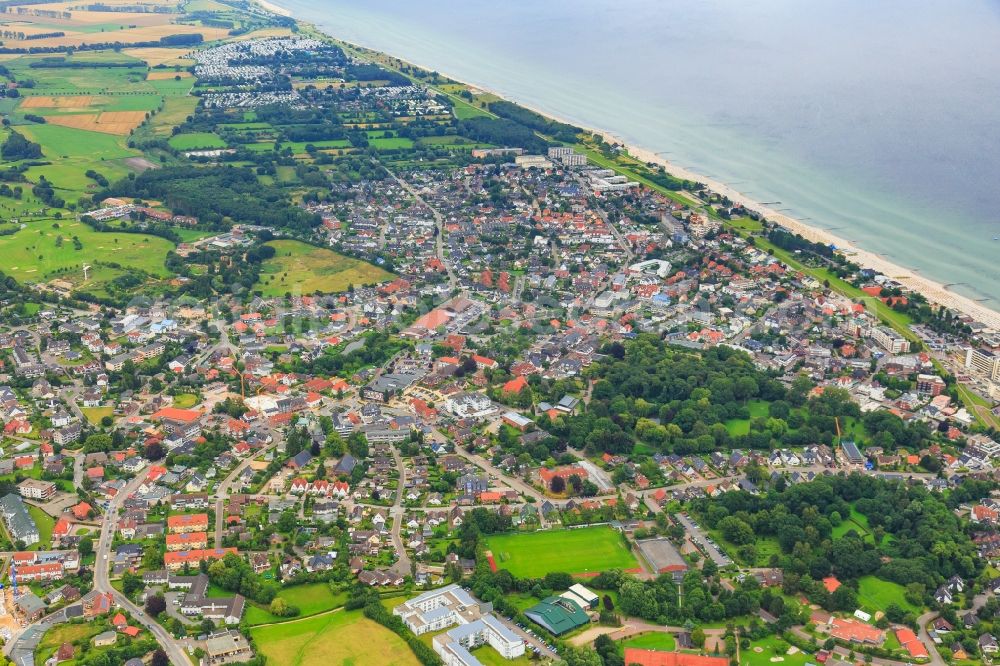 Grömitz from above - City area with outside districts and inner city area in Groemitz in the state Schleswig-Holstein, Germany