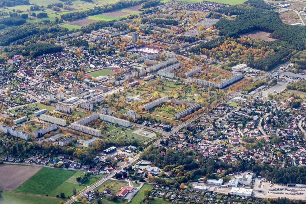 Aerial image Guben - City area with outside districts and inner city area in Guben in the state Brandenburg, Germany