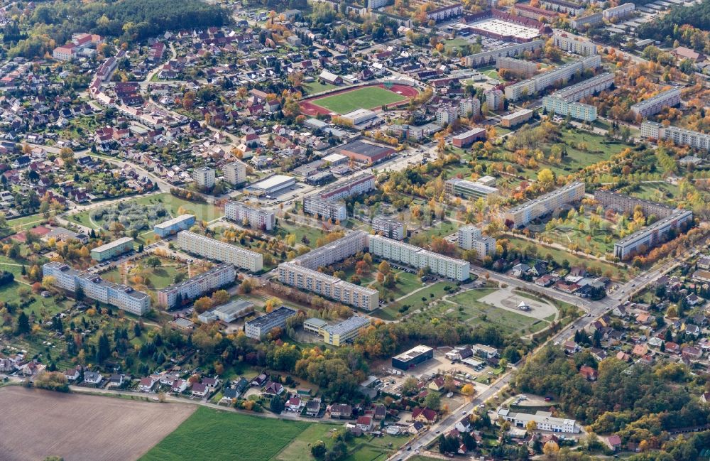 Aerial photograph Guben - City area with outside districts and inner city area in Guben in the state Brandenburg, Germany