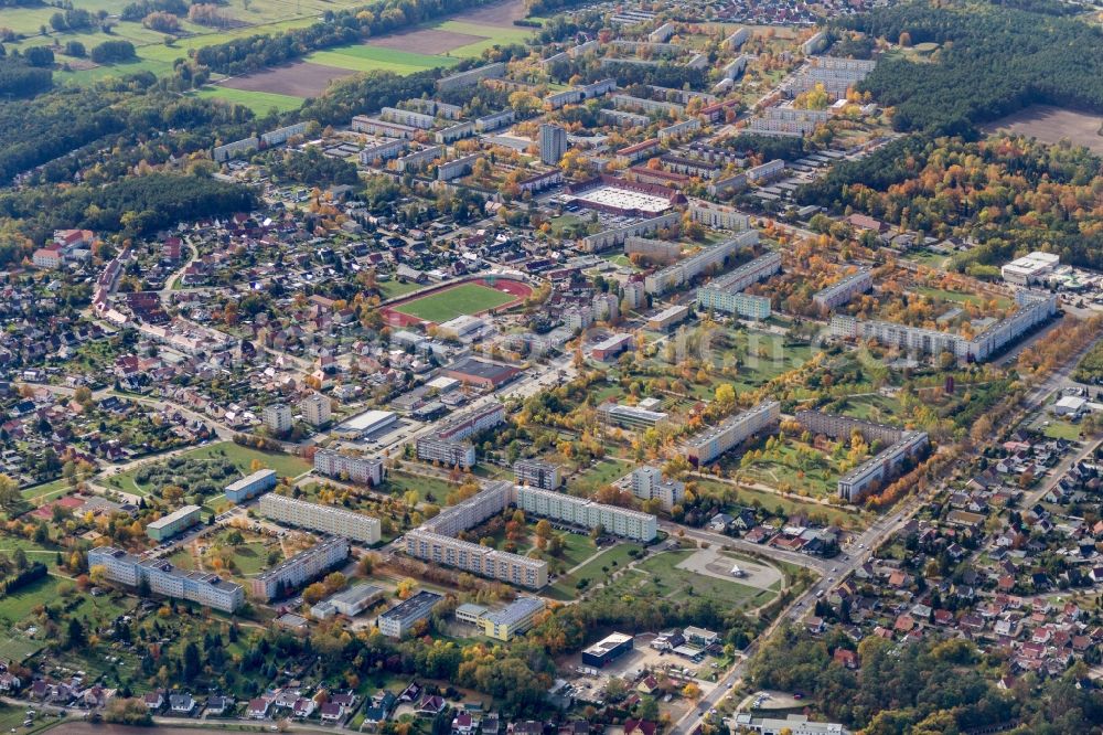 Guben from above - City area with outside districts and inner city area in Guben in the state Brandenburg, Germany