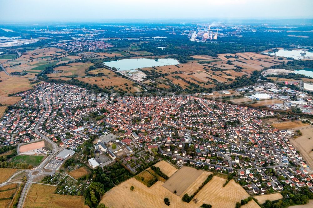 Aerial image Hagenbach - City area with outside districts and inner city area in Hagenbach in the state Rhineland-Palatinate, Germany