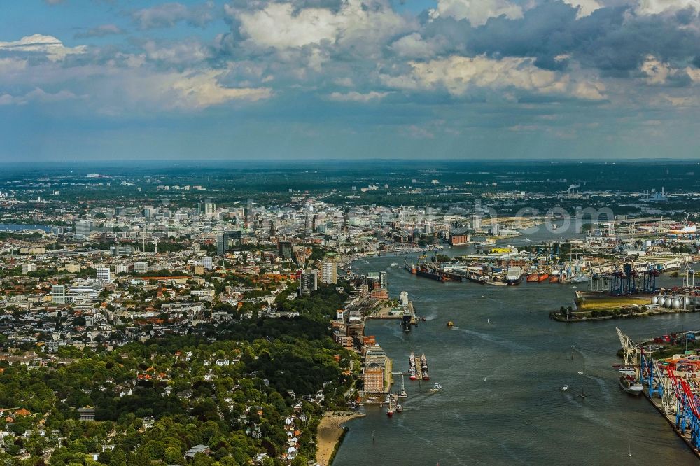 Hamburg from above - City area with outside districts and inner city area in Hamburg, Germany