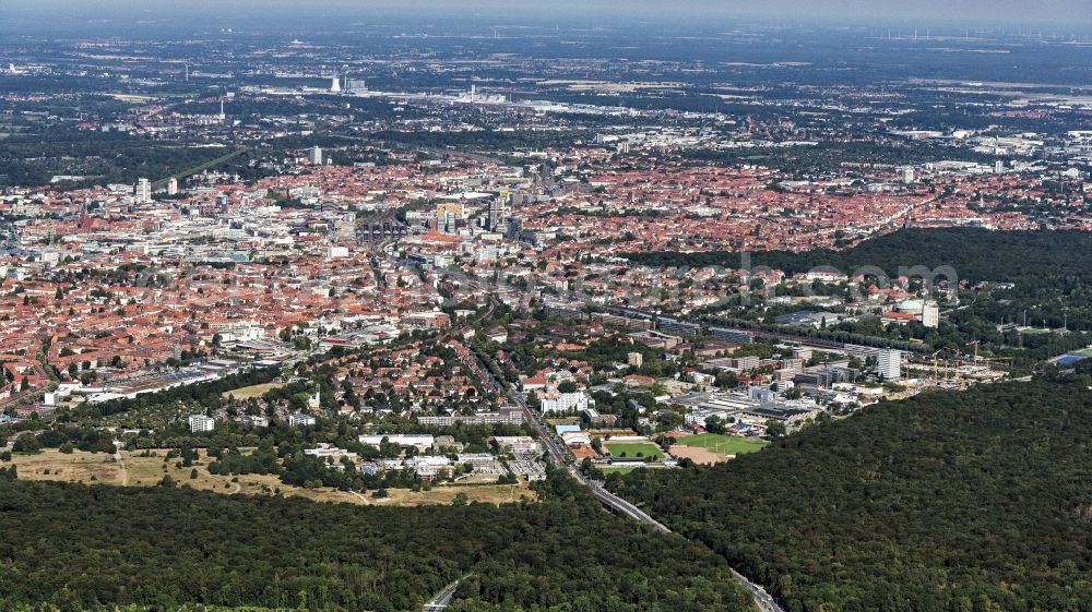 Hannover from above - City area with outside districts and inner city area in Hannover in the state Lower Saxony, Germany