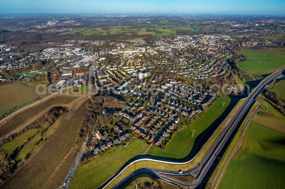 Aerial image Heiligenhaus - City area with outside districts and inner city area in Heiligenhaus in the state North Rhine-Westphalia, Germany